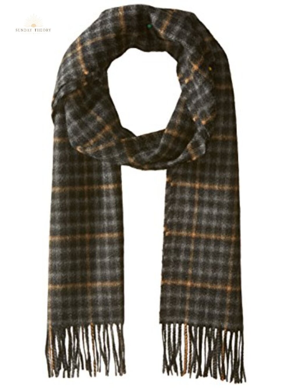 100% Cashmere Patterned Winter Scarf for Men, Plaid Style, 66x12 inches